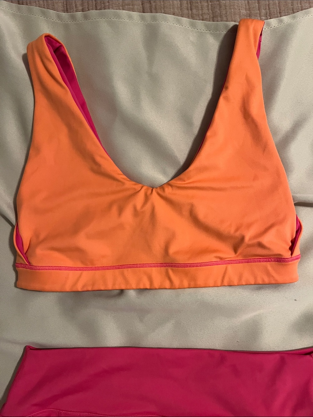 J. Crew Bright Pink Athletic Set- Skirt with Built-In Shorts and Reversible Bra - Picture 5 of 10